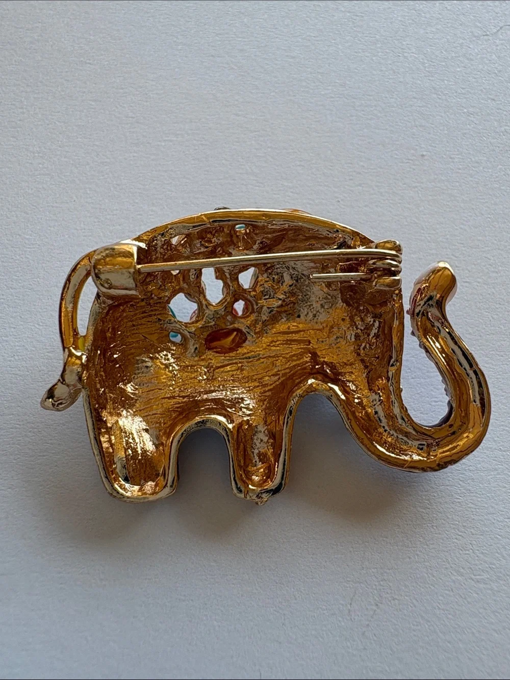 Ornamental Jeweled Elephant Figurine - White & Gold Accent